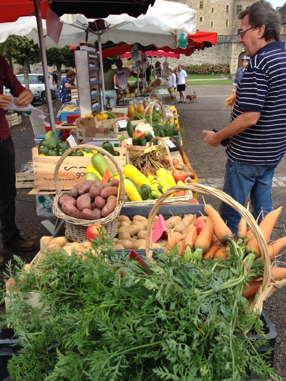 Organic vegetables at the Sunday market in Jumilhac-le-Grand